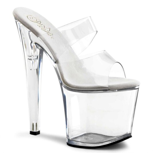 Pleaser Zapato Abierto TABOO-702 Plata Transparente