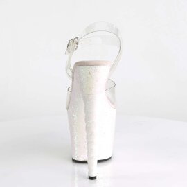 Pleaser Sandalia de Tacón UNICORN-708LG Plata Transparente Multi Purpurina