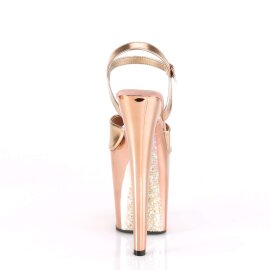 Pleaser Sandalia de Tacón XTREME-809TTG Oro Rosado Claro Metálico Metalizado Purpurina