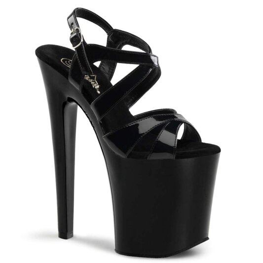 Pleaser Sandalia de Tacón XTREME-872 Negro Charol