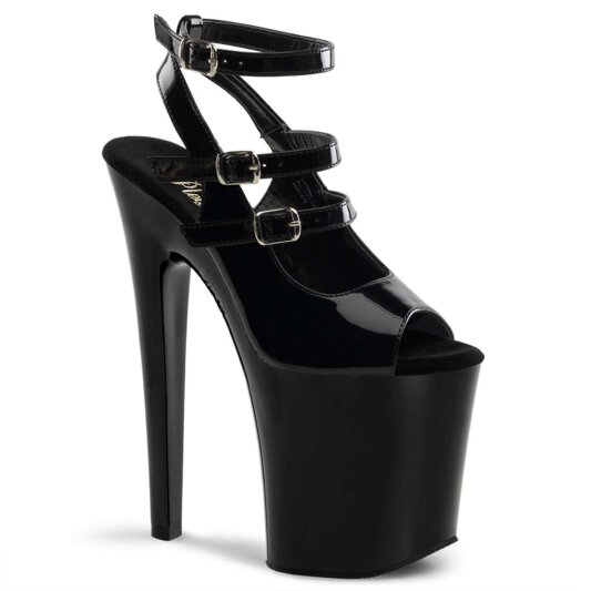 Pleaser Sandalia de Tacón XTREME-873 Negro Charol