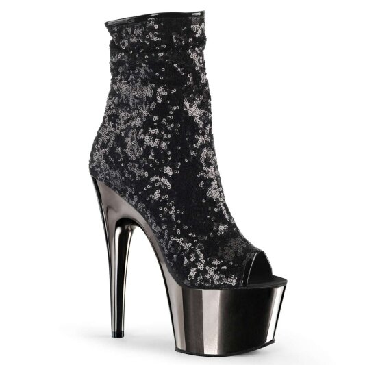 Pleaser Botín ADORE-1008SQ Metalizado Negro EU-41 / US-11
