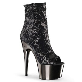 Pleaser Botín ADORE-1008SQ Metalizado Negro EU-41 / US-11