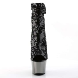 Pleaser Botín ADORE-1008SQ Metalizado Negro EU-41 / US-11