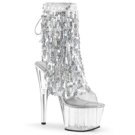 Pleaser Botín ADORE-1017SQF Plata Transparente...