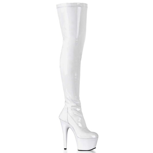Pleaser Bota Alta ADORE-3000 Blanco Charol Elástico EU-35 / US-5