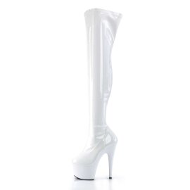 Pleaser Bota Alta ADORE-3000 Blanco Charol Elástico EU-35 / US-5