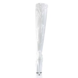 Pleaser Bota Alta ADORE-3000 Blanco Charol Elástico EU-35 / US-5