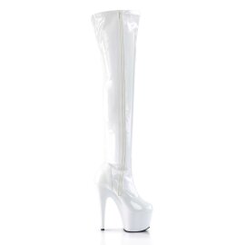 Pleaser Bota Alta ADORE-3000 Blanco Charol Elástico EU-35 / US-5