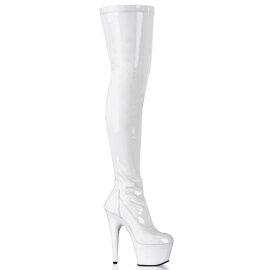 Pleaser Bota Alta ADORE-3000 Blanco Charol...