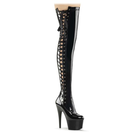 Pleaser Bota Alta ADORE-3050 Negro Charol Elástico EU-37 / US-7