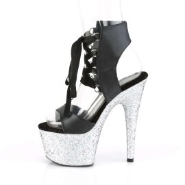 Pleaser Sandalia de Tacón ADORE-700-14LG Negro Plata Multi Purpurina EU-35 / US-5