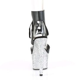 Pleaser Sandalia de Tacón ADORE-700-14LG Negro Plata Multi Purpurina EU-35 / US-5