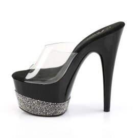 Pleaser Zapato Abierto ADORE-701-3 Negro Transparente Plata Metalizado EU-35 / US-5