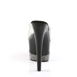 Pleaser Zapato Abierto ADORE-701-3 Negro Transparente Plata Metalizado EU-35 / US-5