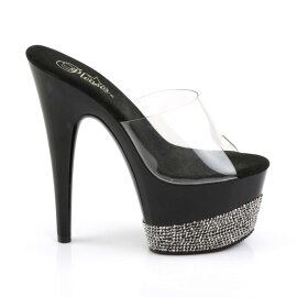 Pleaser Zapato Abierto ADORE-701-3 Negro Transparente Plata Metalizado EU-35 / US-5