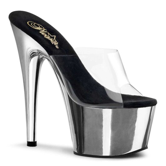 Pleaser Zapato Abierto ADORE-701 Plata Transparente Metalizado EU-35 / US-5