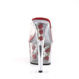 Pleaser Zapato Abierto ADORE-701FL Rojo Flores Transparente EU-35 / US-5