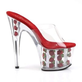 Pleaser Zapato Abierto ADORE-701FL Rojo Flores Transparente EU-35 / US-5