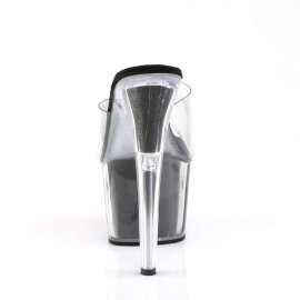 Pleaser Zapato Abierto ADORE-701G Negro Purpurina Transparente EU-37 / US-7