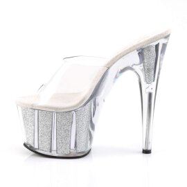 Pleaser Zapato Abierto ADORE-701G Plata Transparente Purpurina EU-35 / US-5