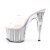 Pleaser Zapato Abierto ADORE-701G Plata Transparente Purpurina EU-37 / US-7