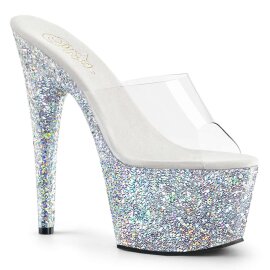 Pleaser Zapato Abierto ADORE-701LG Plata Transparente Multi Purpurina EU-35 / US-5