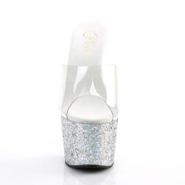 Pleaser Zapato Abierto ADORE-701LG Plata Transparente Multi Purpurina EU-35 / US-5