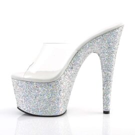 Pleaser Zapato Abierto ADORE-701LG Plata Transparente Multi Purpurina EU-35 / US-5