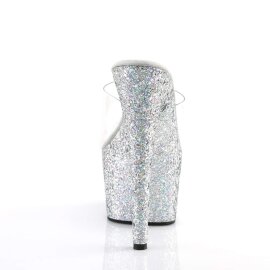 Pleaser Zapato Abierto ADORE-701LG Plata Transparente Multi Purpurina EU-38 / US-8