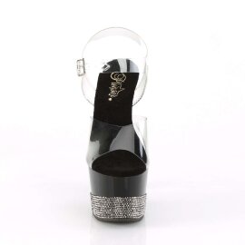 Pleaser Sandalia de Tacón ADORE-708-3 Negro Transparente Plata Lentejuelas EU-42 / US-12