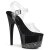 Pleaser Sandalia de Tacón ADORE-708-3 Negro Transparente Plata Lentejuelas EU-38 / US-8
