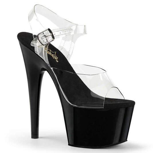 Pleaser Sandalia de Tacón ADORE-708 Negro Transparente EU-38 / US-8