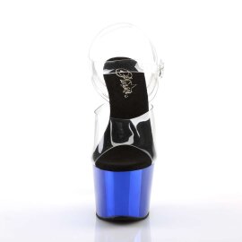 Pleaser Sandalia de Tacón ADORE-708 Transparente Azul Metalizado EU-37 / US-7