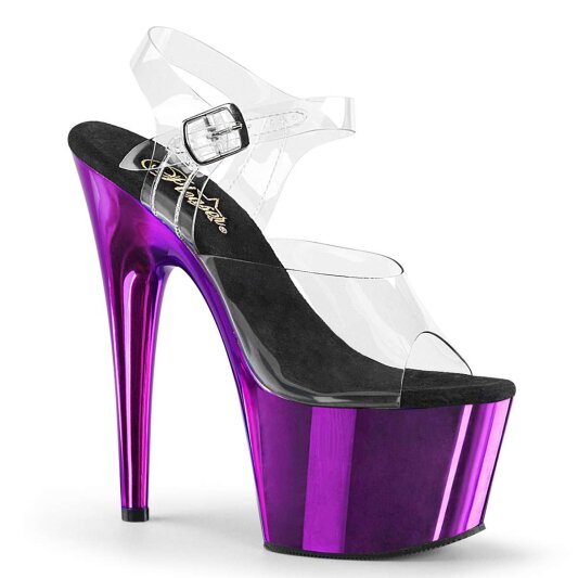 Pleaser Sandalia de Tacón ADORE-708 Transparente Lila Metalizado EU-35 / US-5