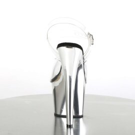 Pleaser Sandalia de Tacón ADORE-708 Plata Transparente Metalizado EU-36 / US-6