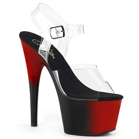 Pleaser Sandalia de Tacón ADORE-708BR Rojo Transparente Negro EU-35 / US-5