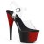 Pleaser Sandalia de Tacón ADORE-708BR Rojo Transparente Negro EU-37 / US-7