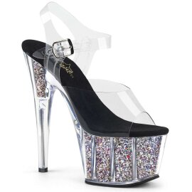 Pleaser Sandalia de Tacón ADORE-708CG Plata...