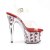 Pleaser Sandalia de Tacón ADORE-708FL Rojo Flores Transparente EU-37 / US-7