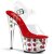 Pleaser Sandalia de Tacón ADORE-708FL Rojo Flores Transparente EU-38 / US-8