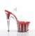 Pleaser Sandalia de Tacón ADORE-708G Rojo Transparente Purpurina EU-35 / US-5