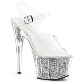 Pleaser Sandalia de Tacón ADORE-708G Plata...