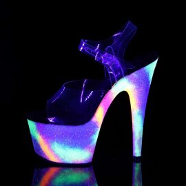 Pleaser Sandalia de Tacón ADORE-708GXY Transparente Multicolor-Neón EU-35 / US-5