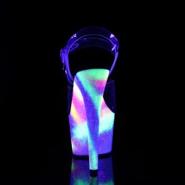 Pleaser Sandalia de Tacón ADORE-708GXY Transparente Multicolor-Neón EU-38 / US-8