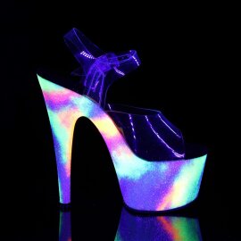 Pleaser Sandalia de Tacón ADORE-708GXY Transparente Multicolor-Neón EU-38 / US-8