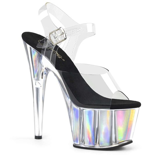 Pleaser Sandalia de Tacón ADORE-708HGI Plata Transparente Holograma EU-35 / US-5