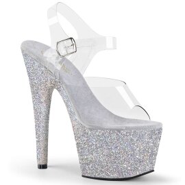 Pleaser Sandalia de Tacón ADORE-708HMG Plata...