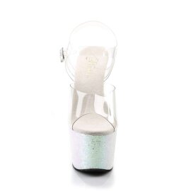 Pleaser Sandalia de Tacón ADORE-708LG Plata...