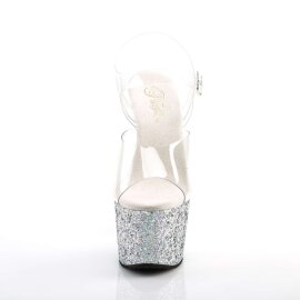 Pleaser Sandalia de Tacón ADORE-708LG Plata...